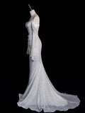 Niulatu Mermaid Off The Shoulder Long Sleeves Sequin Wedding Dresses With Ruffles HZ1110