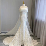 Niulatu Mermaid Off The Shoulder Long Sleeves Lace Wedding Dresses With Ribbon HZ1110