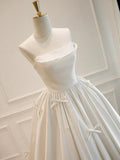 Niulatu Ball Gown Sweetheart Satin Long Wedding Dresses With Bowknots HZ1110