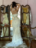 Niulatu Sheath Strapless Chiffon Long White Prom Dresses HZ1110