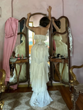 Niulatu Sheath Strapless Chiffon Long White Prom Dresses HZ1110