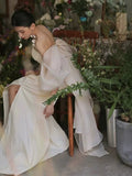 Niulatu Mermaid Off The Shoulder Long Tulle White Wedding Dresses With Ruffles HZ1110