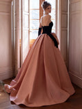 Niulatu Ball Gown Strapless Pink Prom Dress With Bow Long Evening Dresses HZ1110
