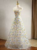 Niulatu A Line Sweetheart Flowers Sequin Prom Dress Long Evening Dresses HZ1110