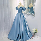 Niulatu Ball Gown Off The Shoulder Long Light Sky Blue Sweet 16 Dress Prom Dresses HZ1110