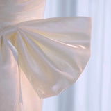 Niulatu High Low Sweetheart Long Satin White Wedding Dresses With Ruffles HZ1110