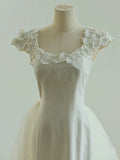Niulatu Mermaid Square Neckline Lace White Wedding Dresses With Lace HZ1110