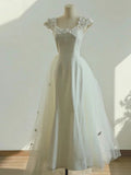 Niulatu Mermaid Square Neckline Lace White Wedding Dresses With Lace HZ1110