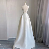 Niulatu High Low Straps Satin Long White Wedding Dresses HZ1110
