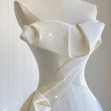 Niulatu Ball Gown Sweetheart Satin Long White Wedding Dresses HZ1110