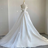 Niulatu Ball Gown Sweetheart Satin Long White Wedding Dresses HZ1110