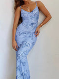 Niulatu Mermaid Spaghatti Straps Light Blue Prom Dress Long Evening Dresses HZ1110