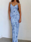 Niulatu Mermaid Spaghatti Straps Light Blue Prom Dress Long Evening Dresses HZ1110