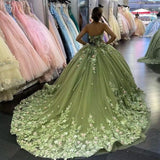 Niulatu Ball Gown Sweetheart Tulle Long Sage Green Formal Sweet 16 Dress Prom Dresses HZ1110
