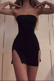 Niulatu Sheath Strapless Black Homecoming Dresses Party Dress HZ1110