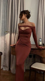 Niulatu Mermaid Sweetheart Off The Shoulder Long Sleeves Prom Dress Evening Dresses HZ1110