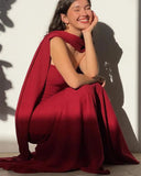 Niulatu Mermaid Strapless Red Long Prom Dress Evening Dresses With Ribbon HZ1110