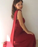 Niulatu Mermaid Strapless Red Long Prom Dress Evening Dresses With Ribbon HZ1110