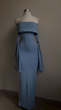Niulatu Sheath Strapless Blue Long Sleeves Prom Dress Evening Dresses HZ1110