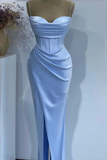 Niulatu Mermaid Baby Blue Sweetheart Prom Dress With Spaghetti-Straps HZ1110