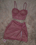 Niulatu A Line 2 Pieces Straps Pink Short Homecoming Dresses Party Dress HZ1110