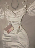 Niulatu Sheath Off The Shoulder White Short Tight Homecoming Dresses HZ1110