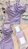 Niulatu Sheath Spaghetti Straps Lilac Short Homecoming Dresses With Ruffles HZ1110