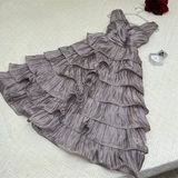 Niulatu Ball Gown Straps Hot Pink knee Length Ruffles Homecoming Dresses HZ1110