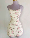 Niulatu Sheath Spaghetti Straps Floral Short Homecoming Dresses HZ1110