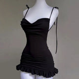 Niulatu Sheath Spaghetti Straps Black Short Homecoming Dresses Little Black Dress HZ1110