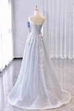 Niulatu A line Strapless Neckline Gray Sequin Long Prom Dress Evening Dresses HZ1110
