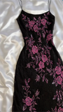 Niulatu A Line Spaghetti Straps Black Sequin Prom Dress Formal Dress With Flower Beads HZ1110