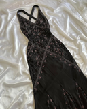 Niulatu Bodycon Mermaid Straps Long Beads Backless Black Prom Dress Party Dresses HZ1110