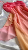 Niulatu Sheath Spaghetti Straps Ombre Chiffon Orange Prom Dresses Evening Dress With Ruffles HZ1110