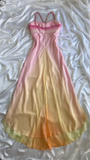 Niulatu High Low Halter Straps Ombre Chiffon Orange Prom Dresses Evening Dress With Beads HZ1110
