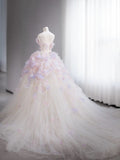 Niulatu Ball Gown Sweetheart Tulle Long Flowers Sweet 16 Dresses HZ1110