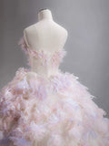 Niulatu Ball Gown Sweetheart Tulle Long Flowers Sweet 16 Dresses HZ1110