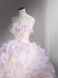 Niulatu Ball Gown Sweetheart Tulle Long Flowers Sweet 16 Dresses HZ1110