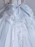 Niulatu Ball Gown Sweetheart Long Puffy Sleeves Lace Wedding Dresses With Beads HZ1110