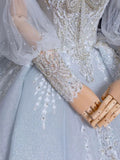 Niulatu Ball Gown Sweetheart Long Puffy Sleeves Lace Wedding Dresses With Beads HZ1110
