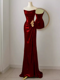 Niulatu Mermaid Strapless Red Sequin Long Prom Dresses HZ1110