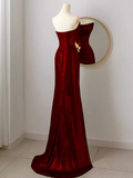 Niulatu Mermaid Strapless Red Sequin Long Prom Dresses HZ1110