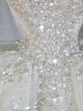 Niulatu Ball Gown Square Neckline Sequin White Long Sleeves Wedding Dresses With Beads HZ1110