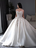 Niulatu Ball Gown Sweetheart Sleeveless White Lace Wedding Dresses With Beads HZ1110