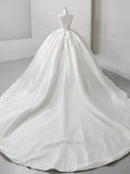 Niulatu Ball Gown Sweetheart Sleeveless White Lace Wedding Dresses With Beads HZ1110