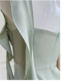 Niulatu A line Spaghetti Straps Sage Green Short Homecoming Dresses Party Cocktail Dress With Ruffles HZ1110