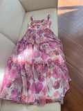 Niulatu A Line Straps Long Floral Chiffon Prom Dress Party Dresses HZ1110
