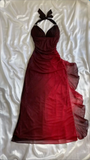 Niulatu A line Straps Long Prom Dress Chiffon Ombre Burgundy Prom Dresses Evening Dress HZ1110