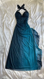 Niulatu A line Straps Long Prom Dress Chiffon Ombre Blue Prom Dresses Evening Dress HZ1110