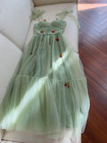 Niulatu A line Spaghetti Straps Mint Green Tulle Homecoming Dresses Simple Prom Dress With Cherry HZ1110